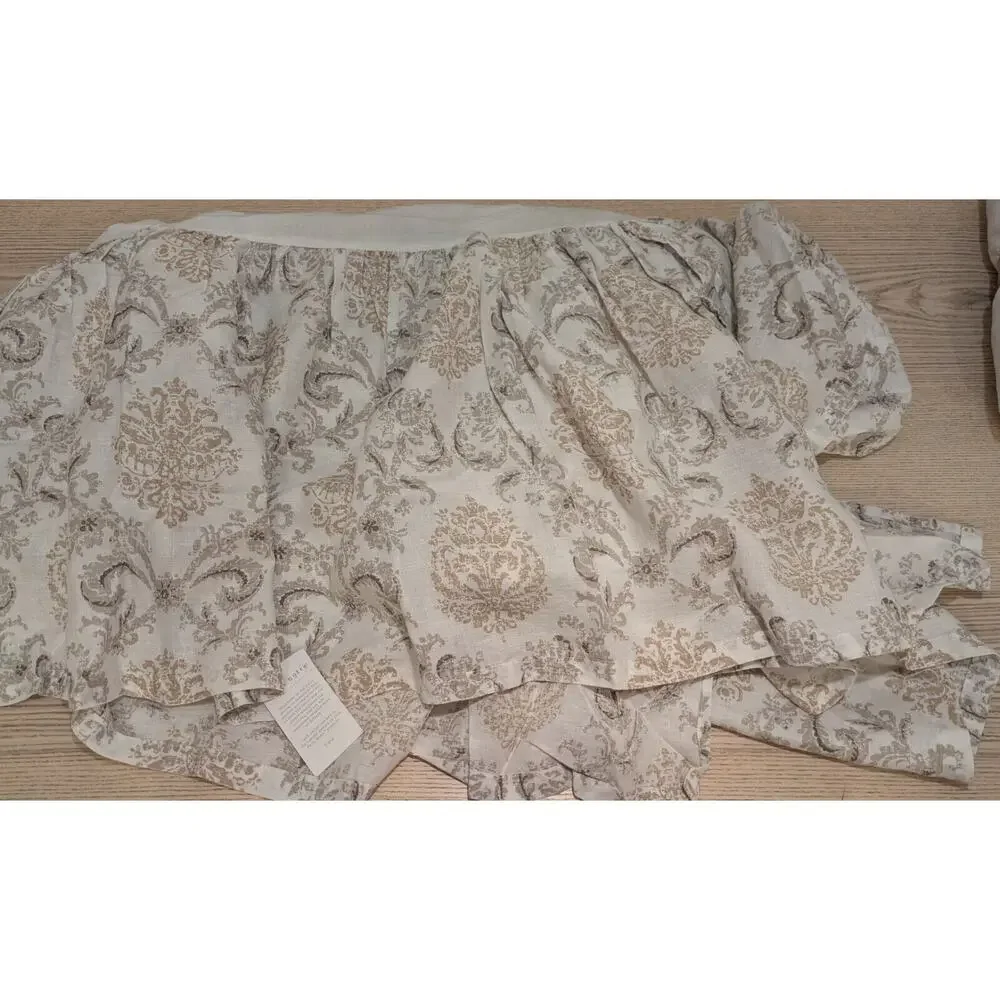 Bella Notte Linen Zia Crib Dust Ruffle Ginger Flax‎ Bed Skirt New With Tags
